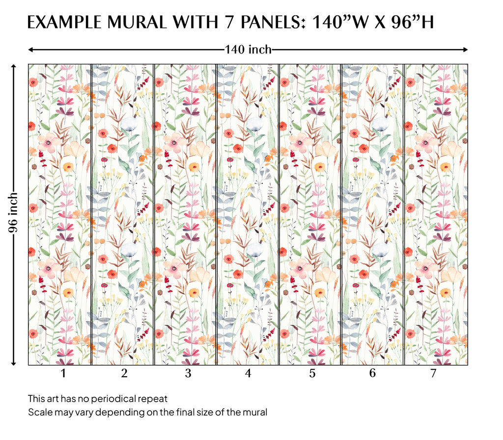 Watercolor Wildfloral Peel and Stick Wall Mural - FL021