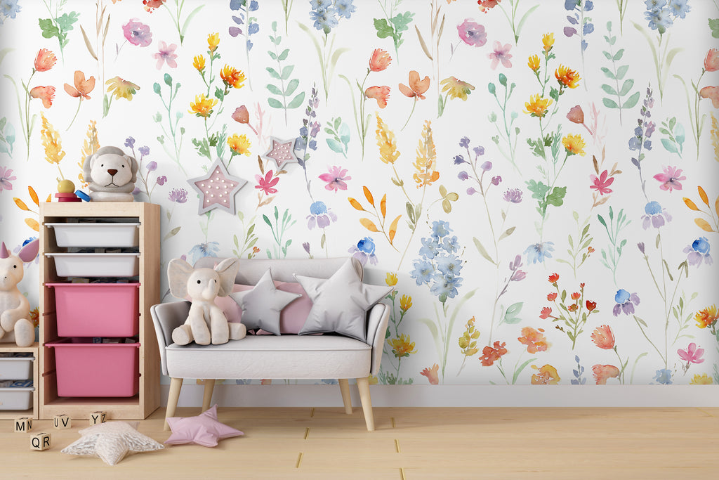 Watercolor Wildfloral Peel and Stick Wall Mural - FL025