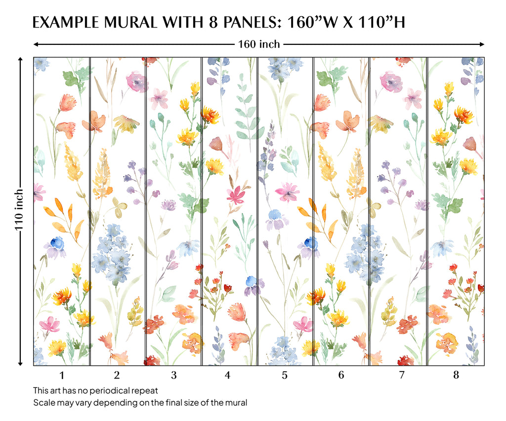 Watercolor Wildfloral Peel and Stick Wall Mural - FL025