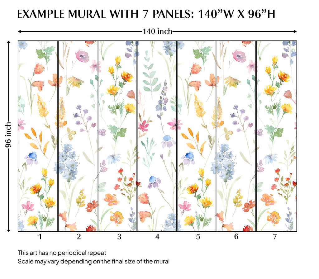 Watercolor Wildfloral Peel and Stick Wall Mural - FL025