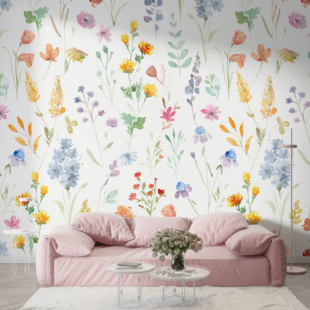 Watercolor Wildfloral Peel and Stick Wall Mural - FL025