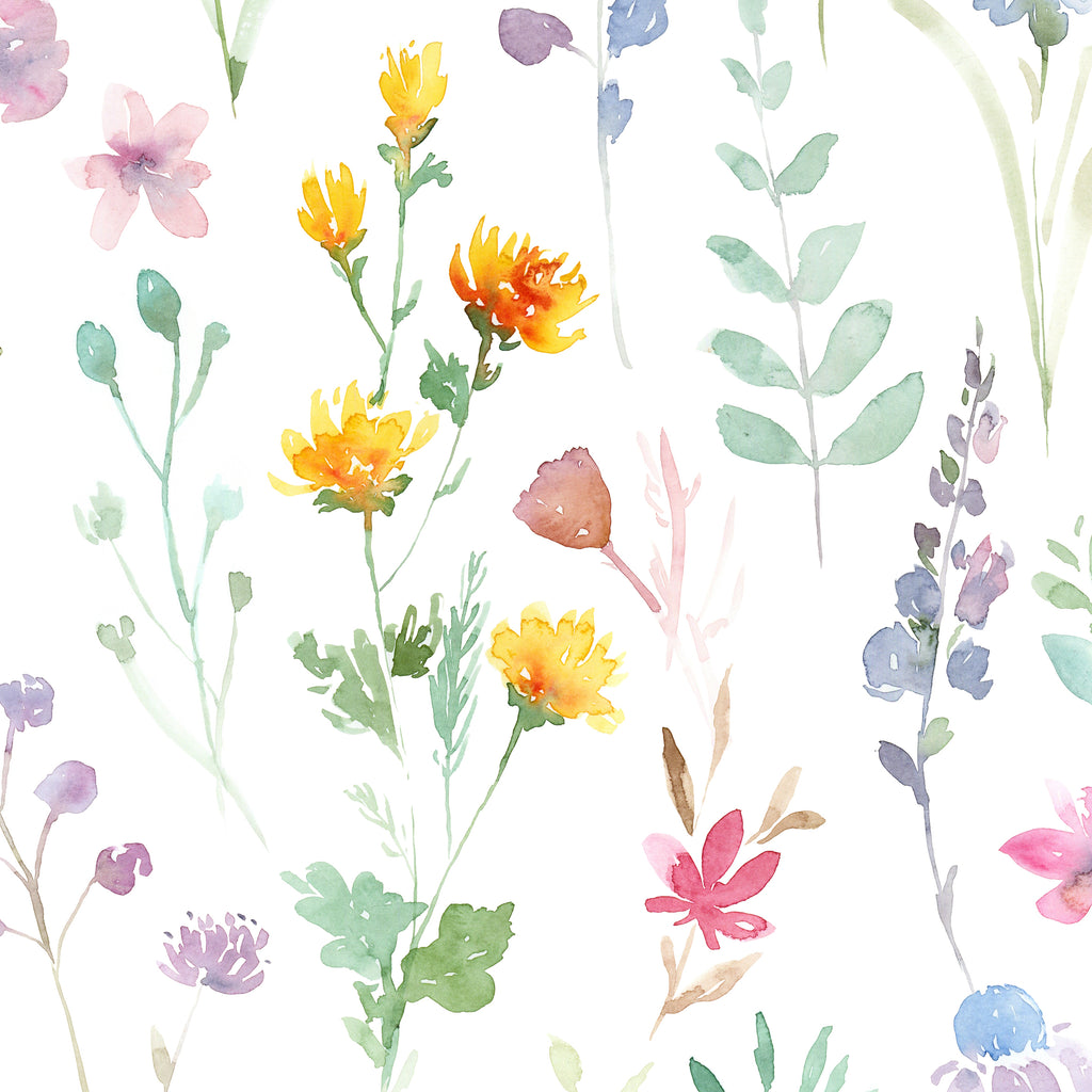 Watercolor Wildfloral Peel and Stick Wall Mural - FL025