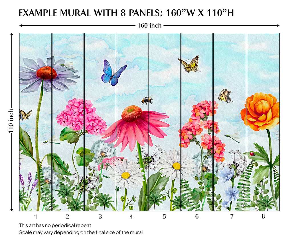 Floral Garden Peel and Stick Wall Mural - FL026
