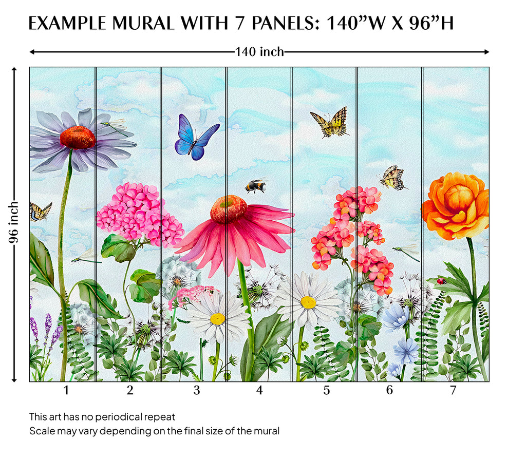 Floral Garden Peel and Stick Wall Mural - FL026