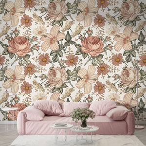 Vintage Floral Peel and Stick Wall Mural - FL027