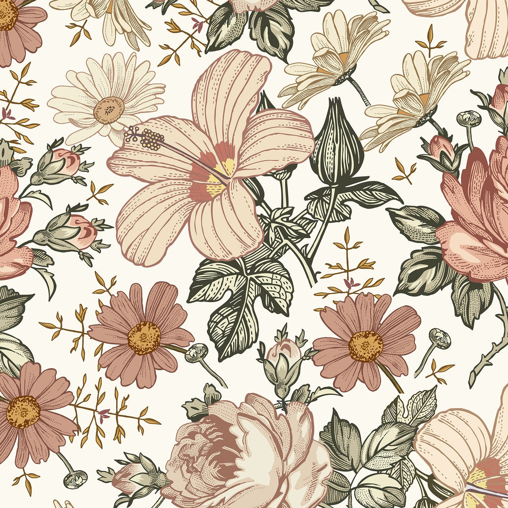 Vintage Floral Peel and Stick Wall Mural - FL027