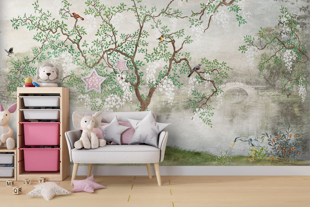 Chinoiserie Scene Peel and Stick Wall Mural - CH030