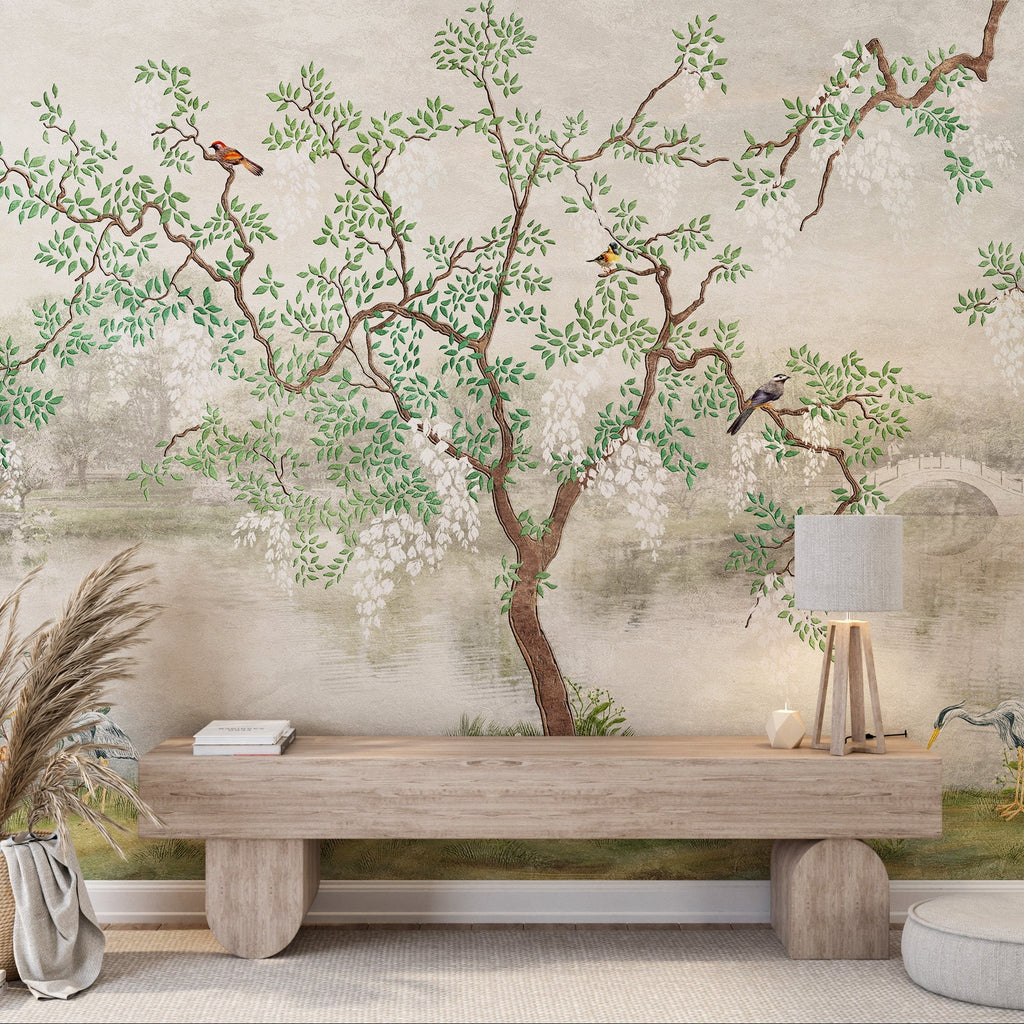 Chinoiserie Scene Peel and Stick Wall Mural - CH030