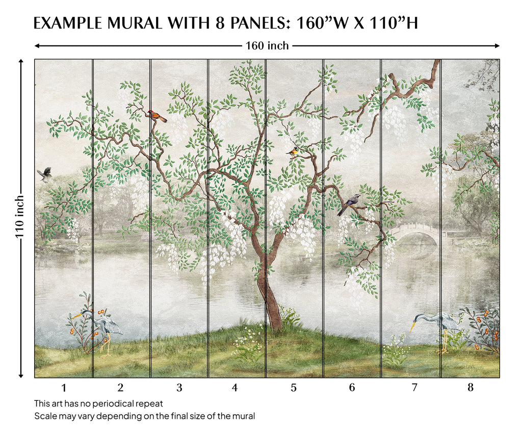 Chinoiserie Scene Peel and Stick Wall Mural - CH030