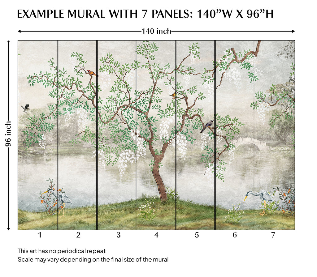 Chinoiserie Scene Peel and Stick Wall Mural - CH030