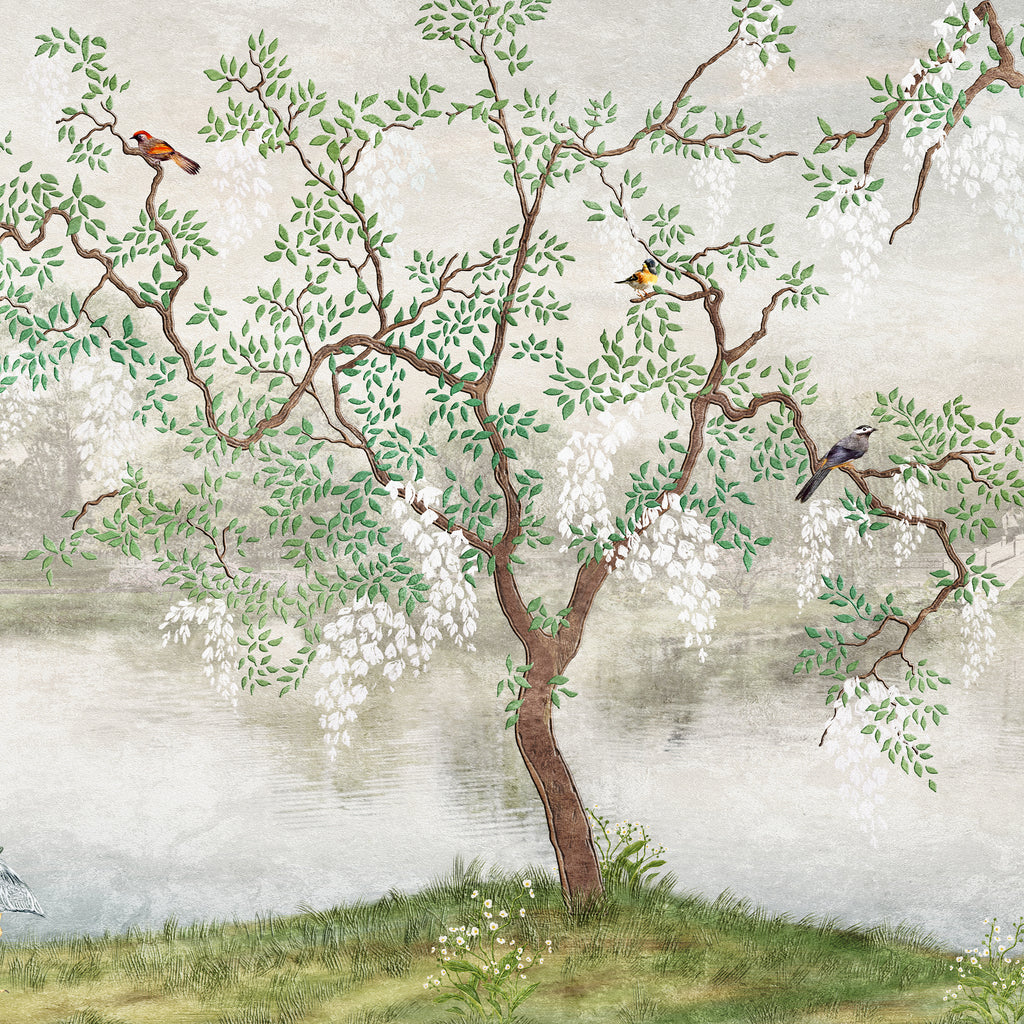 Chinoiserie Scene Peel and Stick Wall Mural - CH030