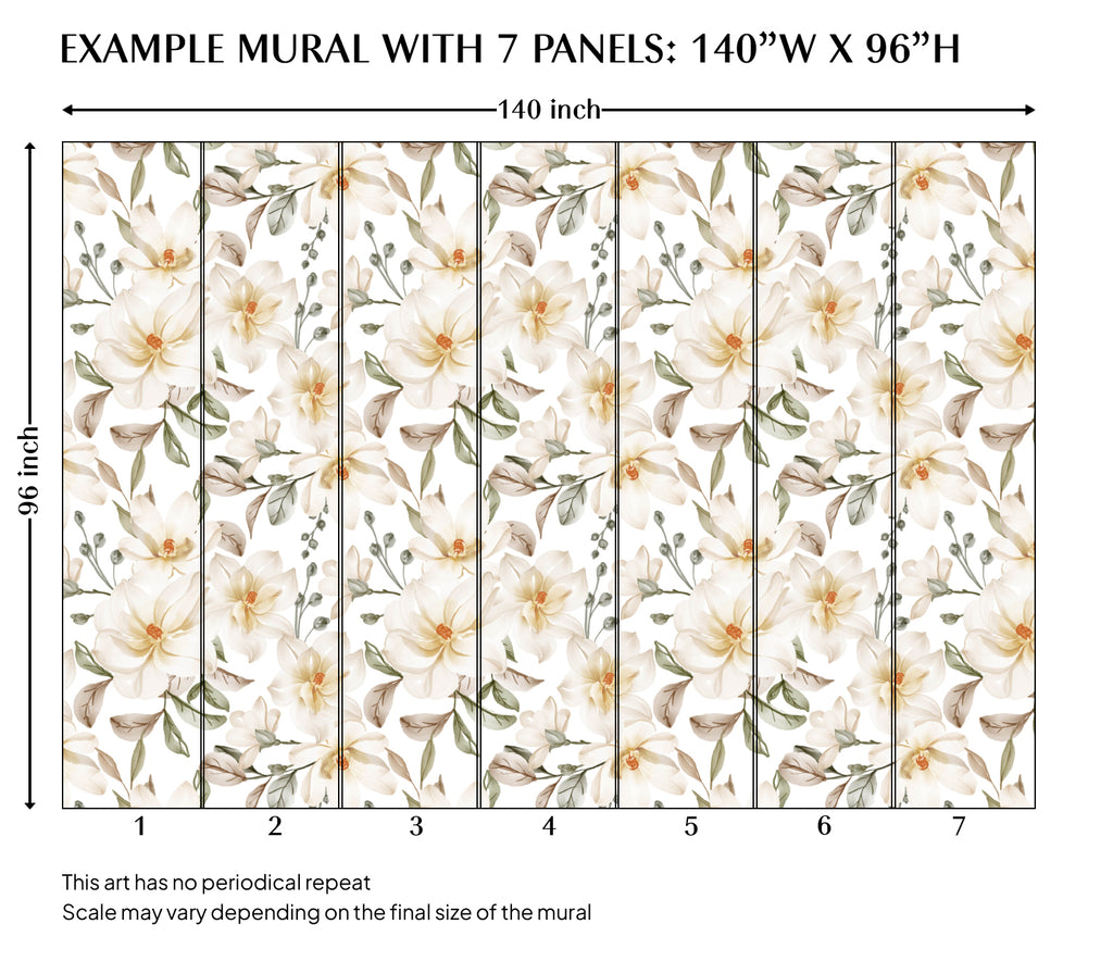 White Magnolia Blossom Flower Peel and Stick Wall Mural - FL031