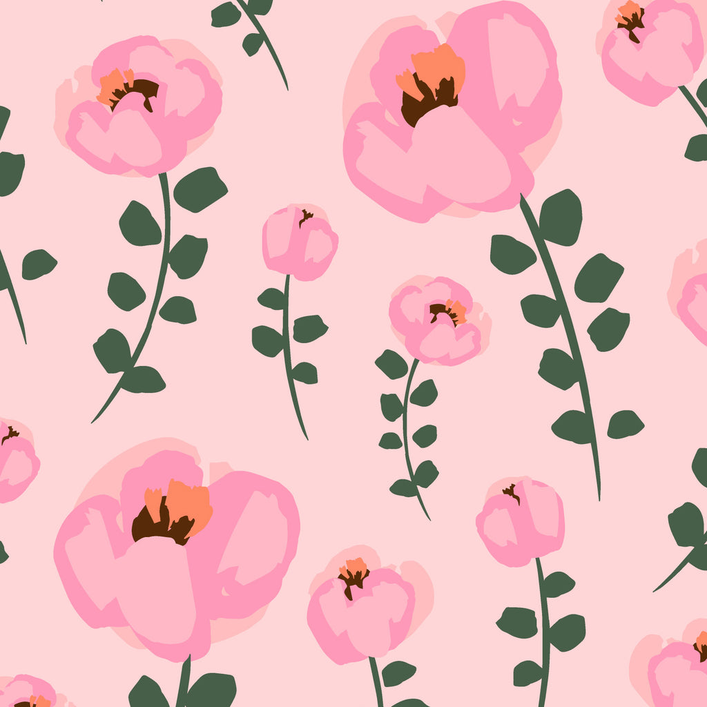 Pink Flowers Peel and Stick Wallpaper - FL032