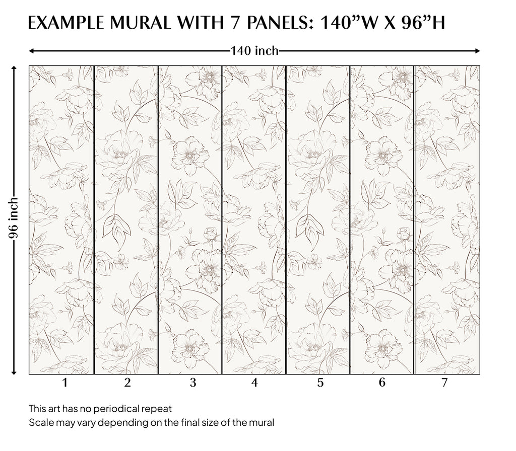 Minimal Floral Peel and Stick Wall Mural - FL034