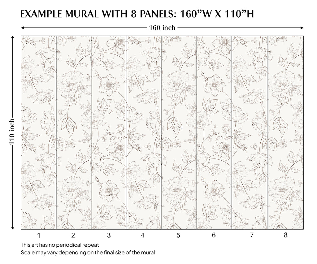Minimal Floral Peel and Stick Wall Mural - FL034