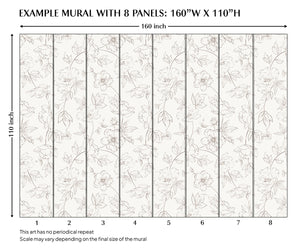 Minimal Floral Peel and Stick Wall Mural - FL034