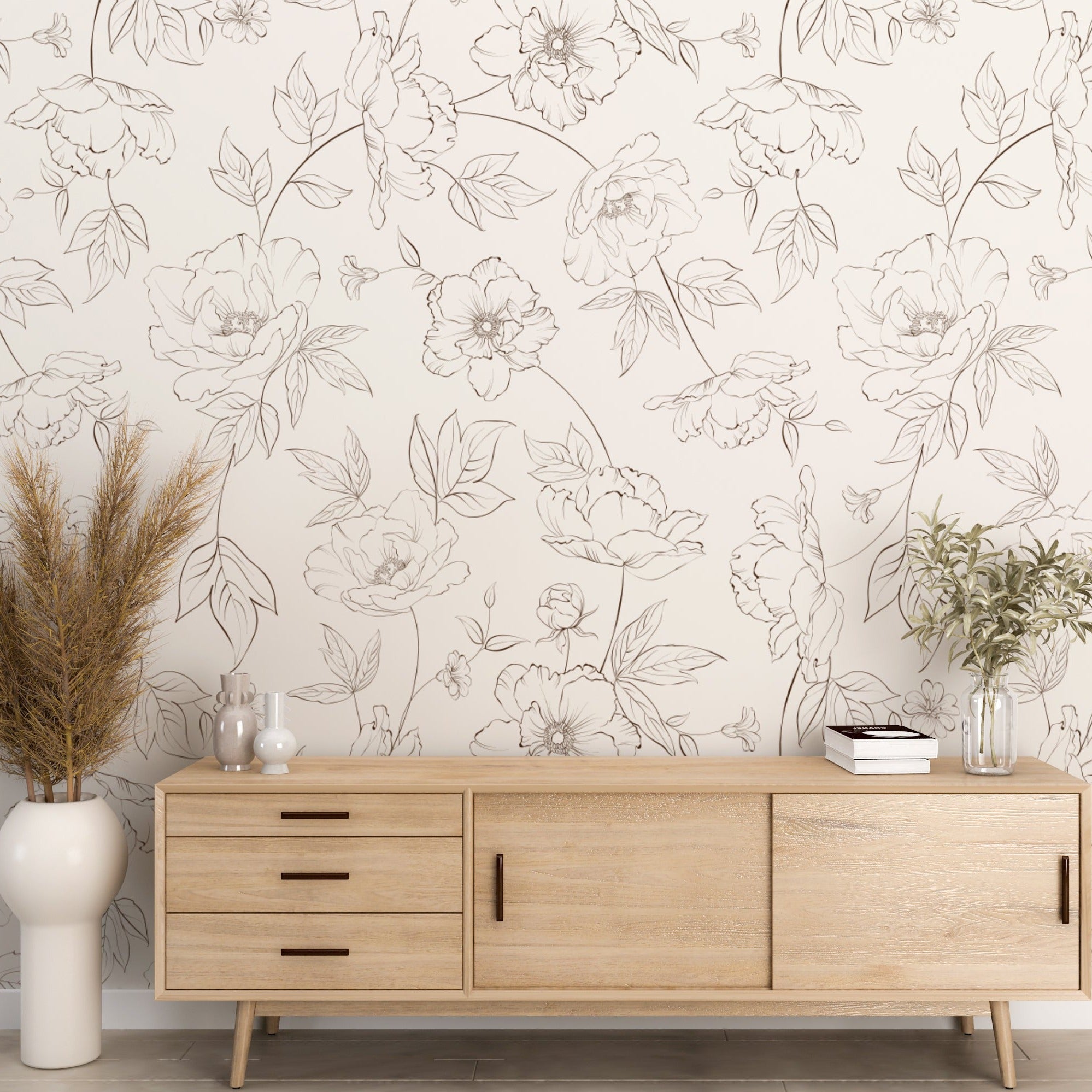 Minimal Floral Peel and Stick Wall Mural - FL034