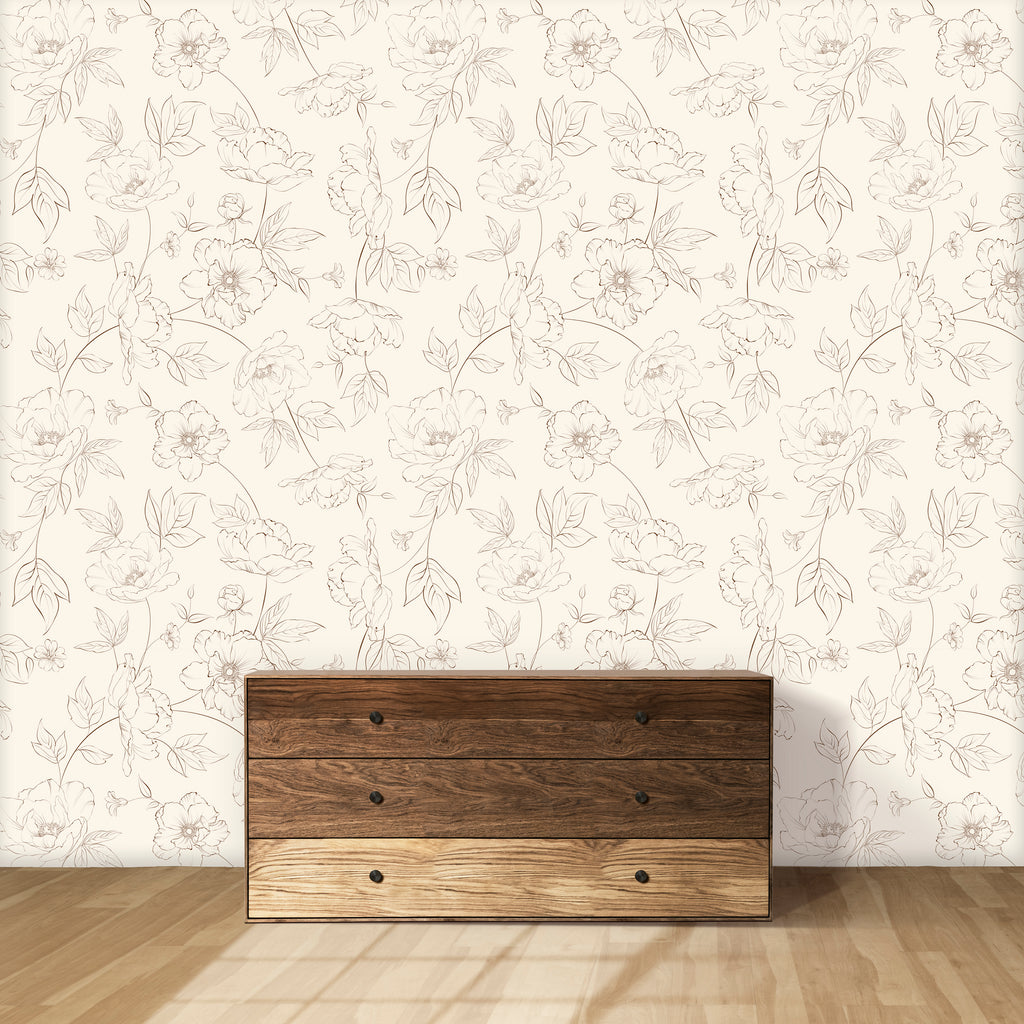 Minimal Floral Peel and Stick Wall Mural - FL034