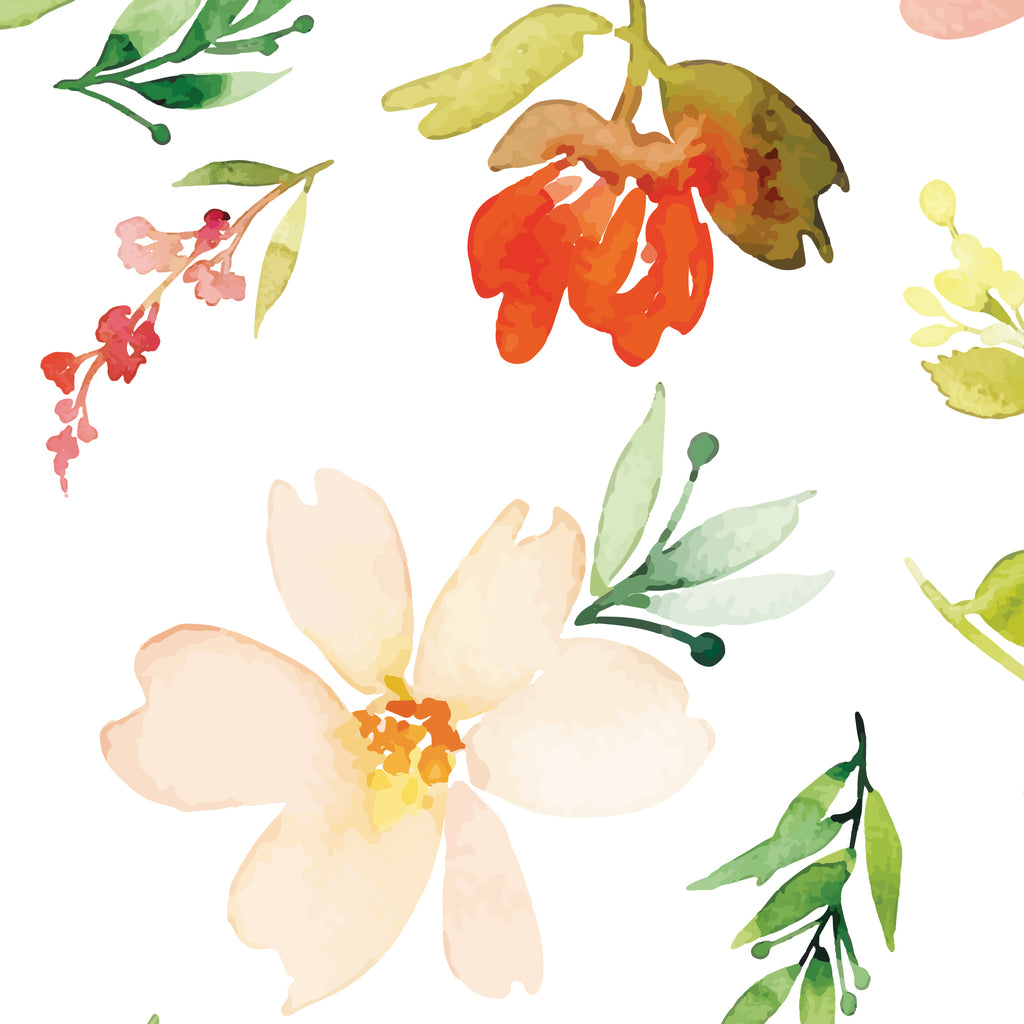 Colorful Watercolor Flowers Peel and Stick Wall Mural - FL035