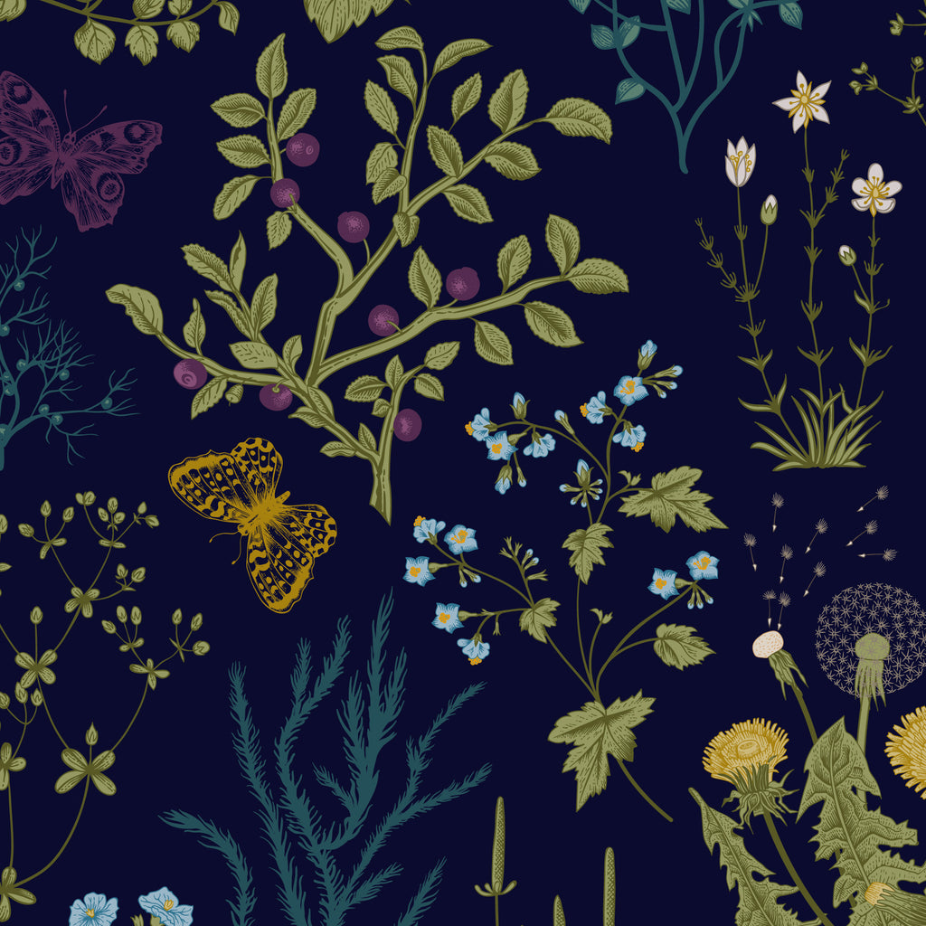 Dark Floral Peel and Stick Wall Mural - FL036