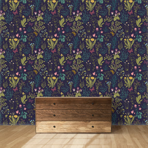 Dark Floral Peel and Stick Wall Mural - FL036