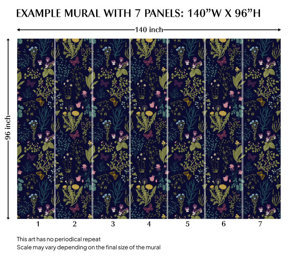 Dark Floral Peel and Stick Wall Mural - FL036