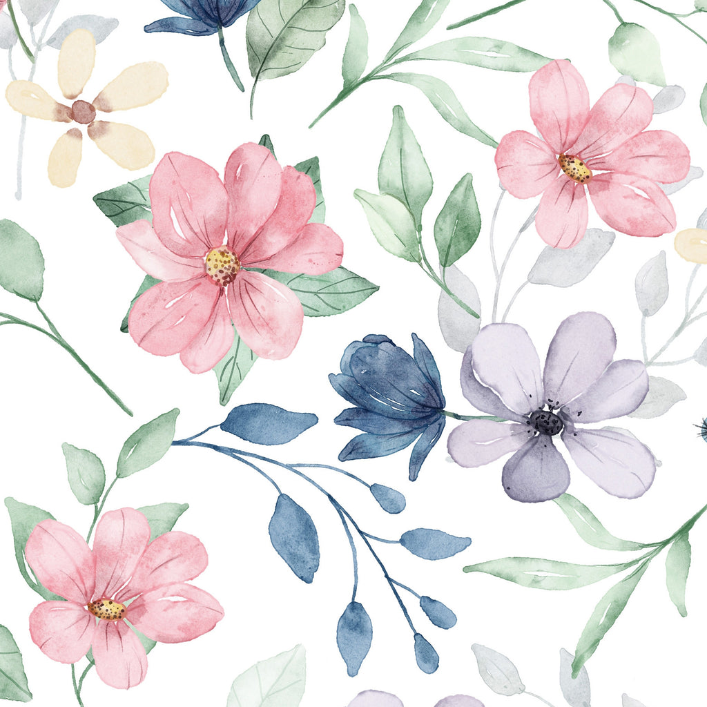 Watercolor Floral Peel and Stick Wall Mural - FL038