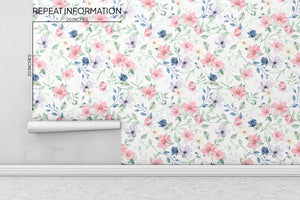 Watercolor Floral Peel and Stick Wallpaper - FL039