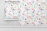 Watercolor Floral Peel and Stick Wallpaper - FL039