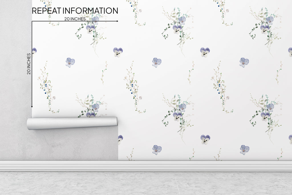 Purple Minimal Flower Peel and Stick Wallpaper - FL1004