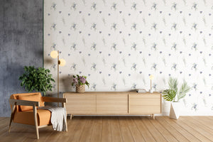Purple Minimal Flower Peel and Stick Wallpaper - FL1004