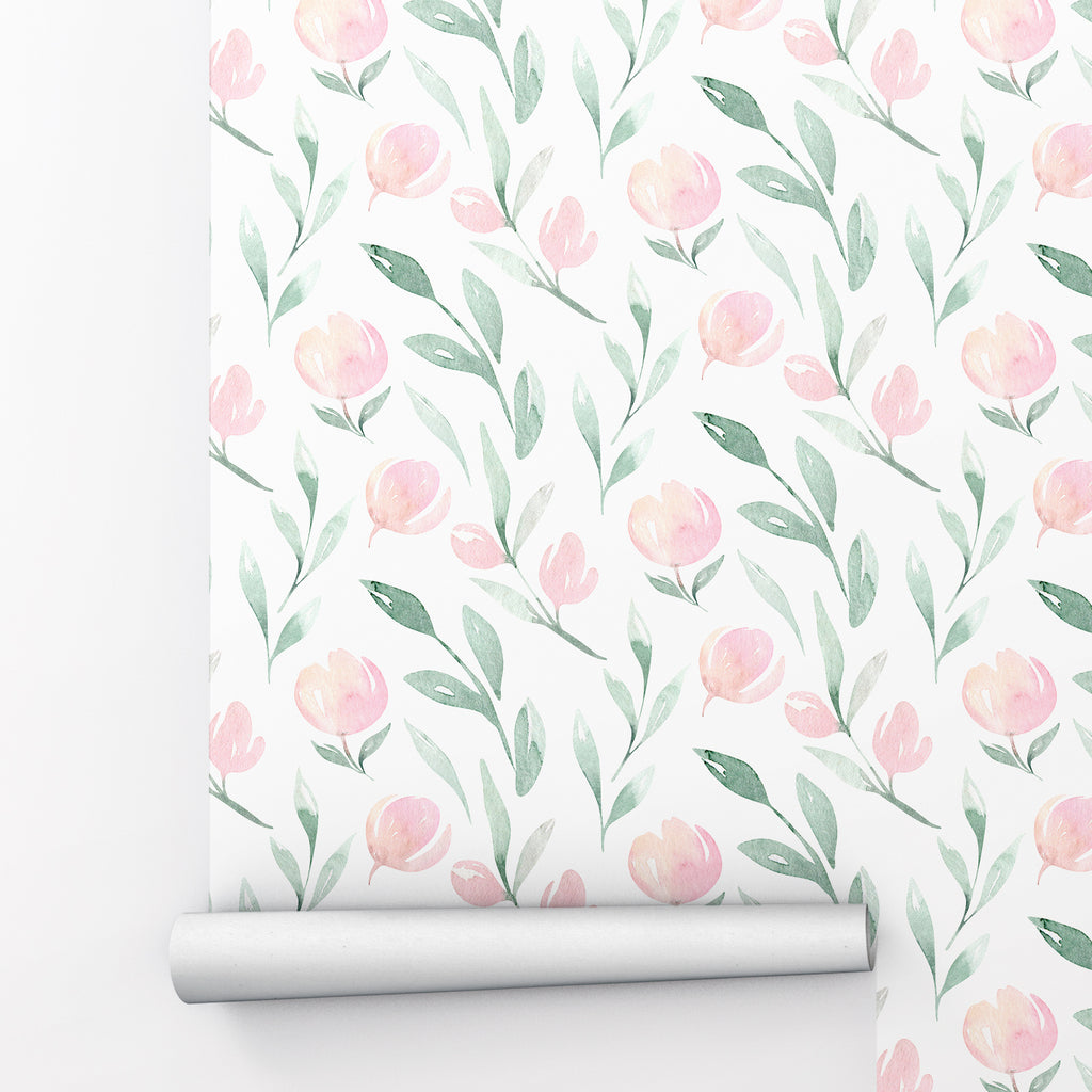 Watercolor Floral Peel and Stick Wallpaper - FL1006
