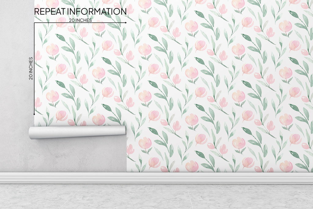 Watercolor Floral Peel and Stick Wallpaper - FL1006