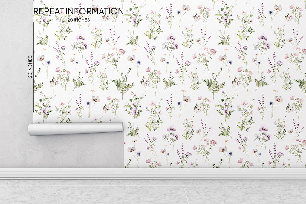 Purple Floral Peel and Stick Wallpaper - FL1014