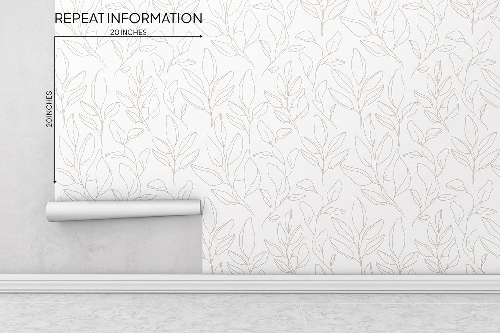 White Leaves Peel and Stick Wallpaper - NB1018