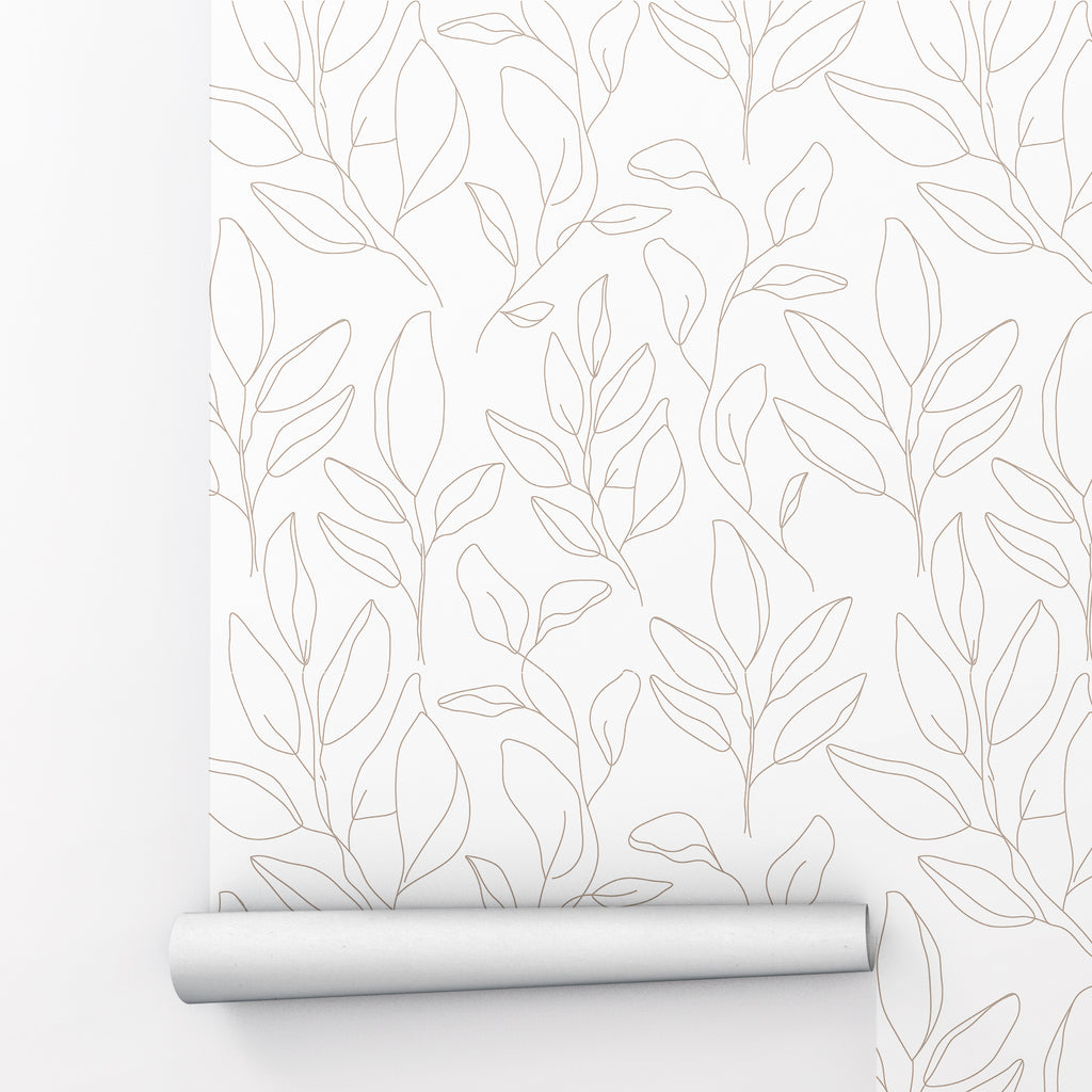 White Leaves Peel and Stick Wallpaper - NB1018