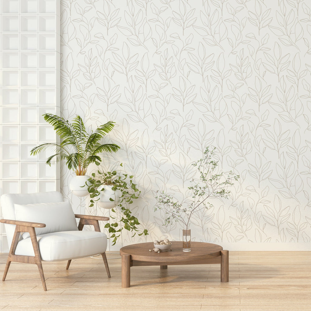 White Leaves Peel and Stick Wallpaper - NB1018