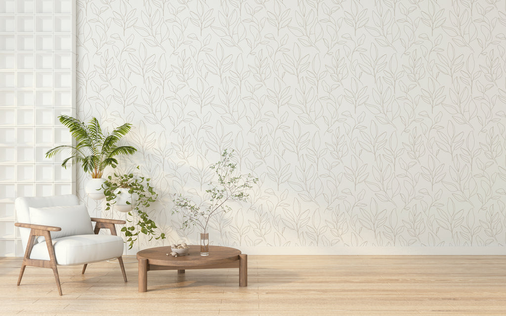 White Leaves Peel and Stick Wallpaper - NB1018