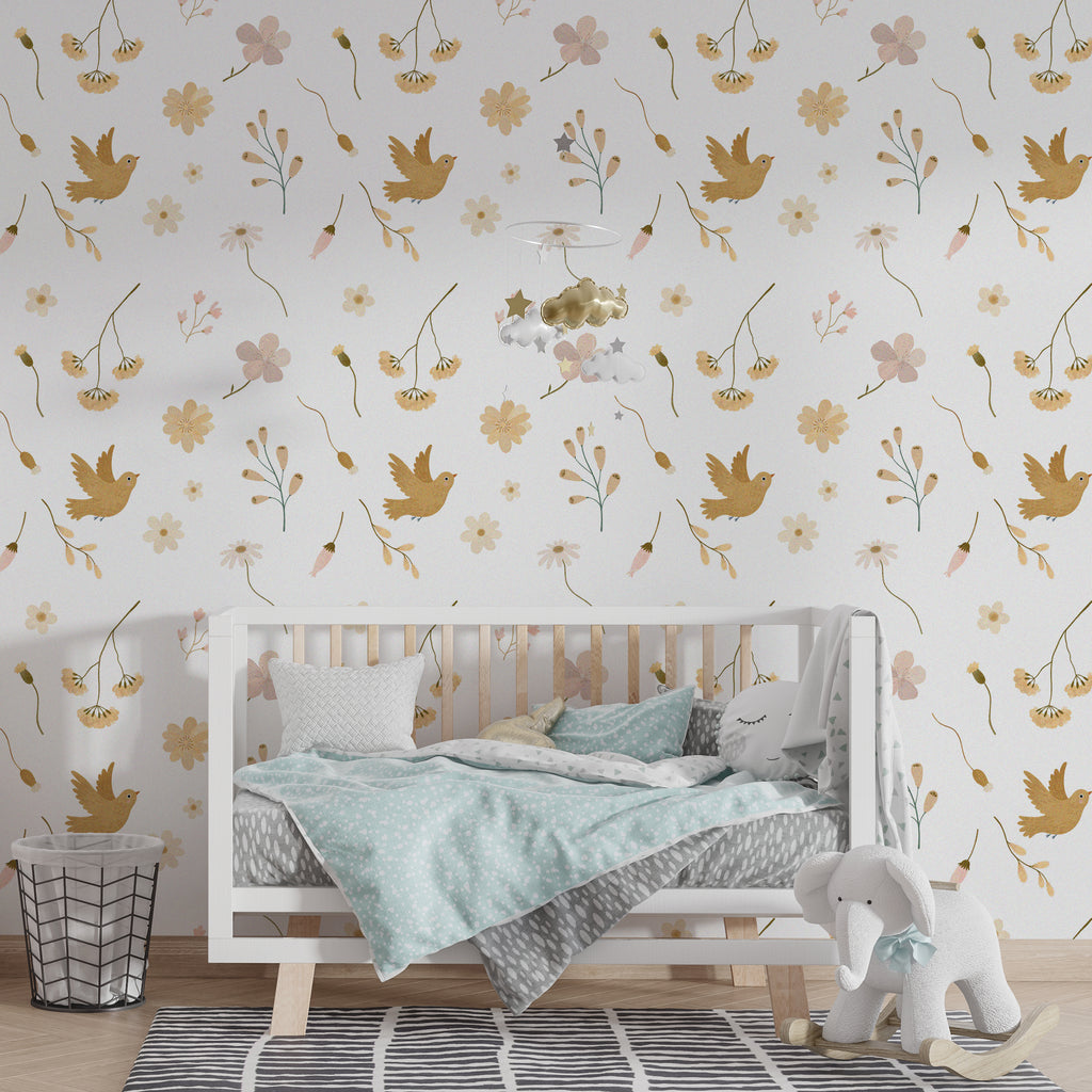 Beige Garden Peel and Stick Wallpaper