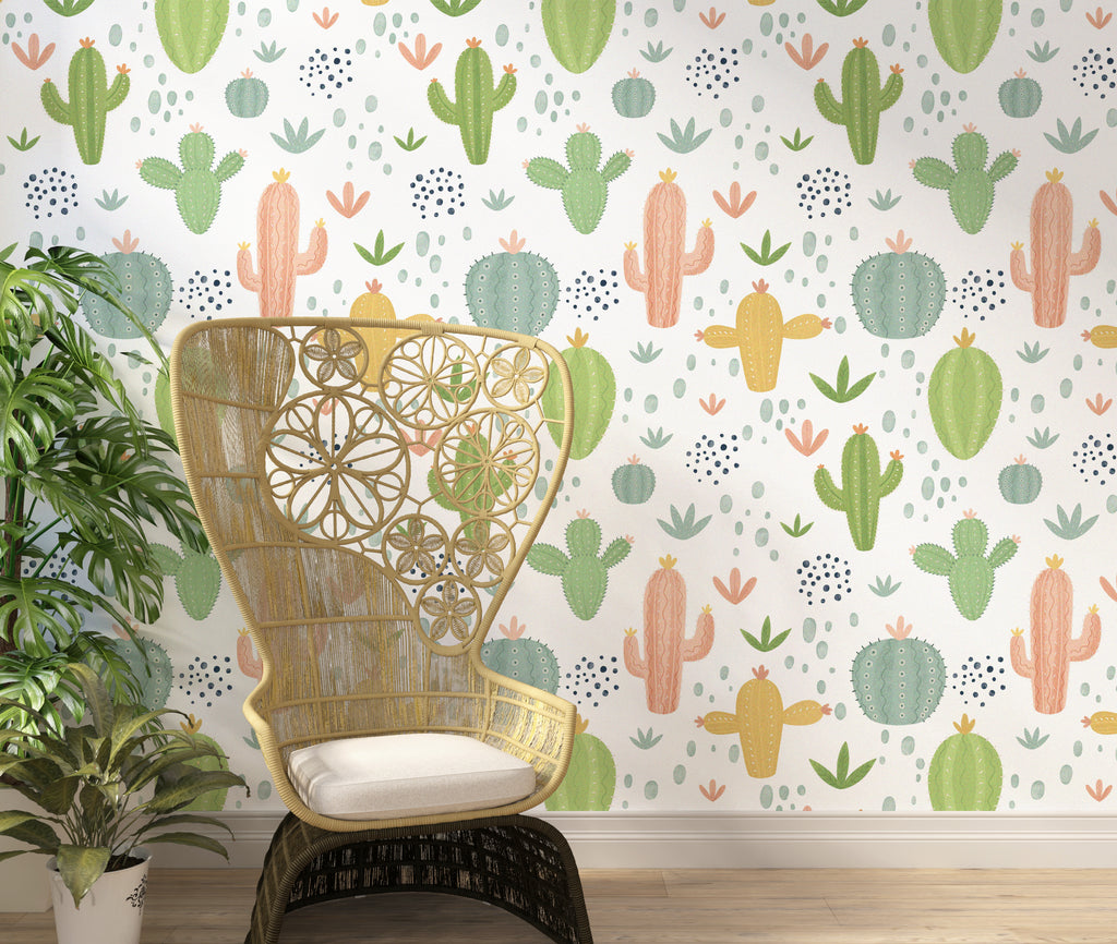 Boho Cactus Peel and Stick Wallpaper