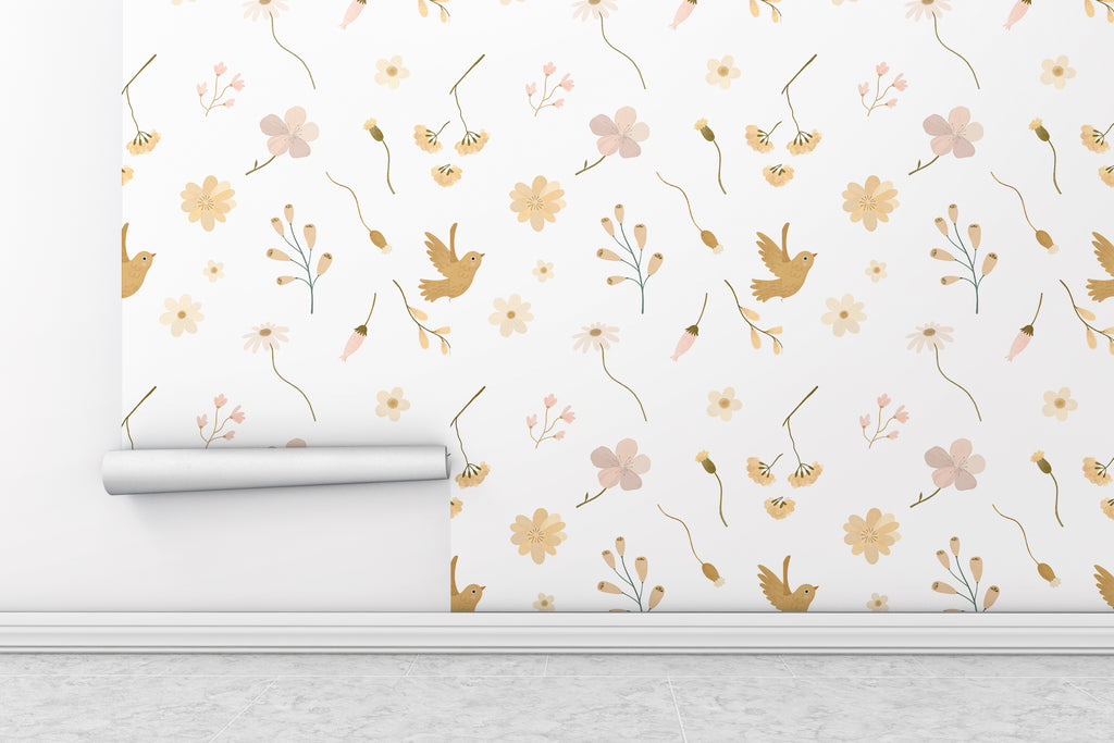 Beige Garden Peel and Stick Wallpaper