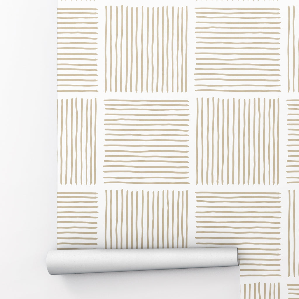 Contemporary Minimalist Abstract Line Art Peel and Stick Wallpaper -AB001
