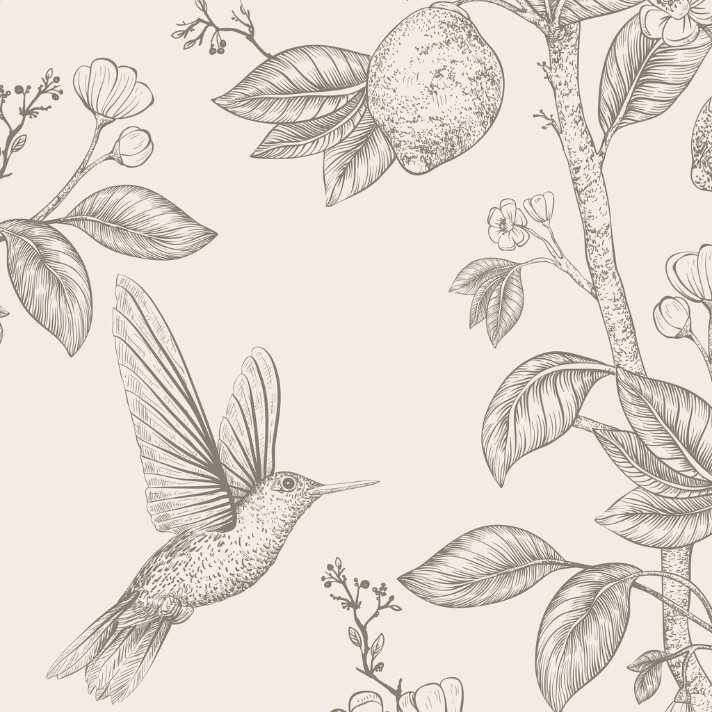 Hummingbirds and Flower Chinoiserie Peel and Stick Wallpaper - CH002
