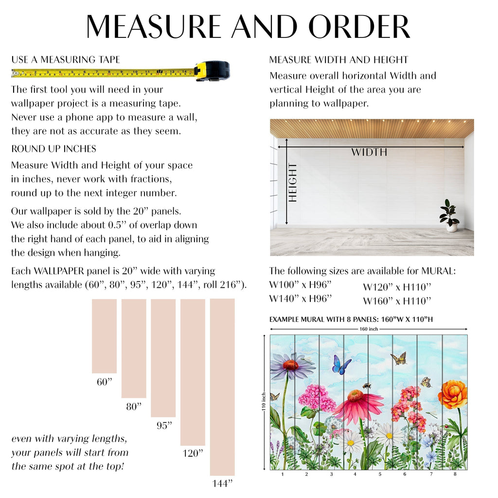 Flower with Lines Peel and Stick Wallpaper - NB10507