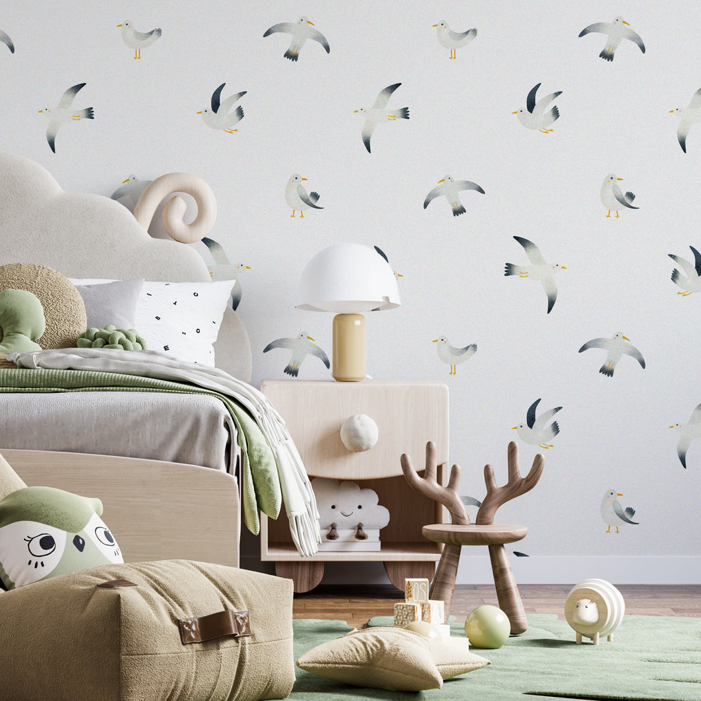Seagulls Animal Peel and Stick Wallpaper