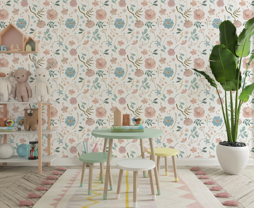 Boho Flowers Peel and Stick Wallpaper