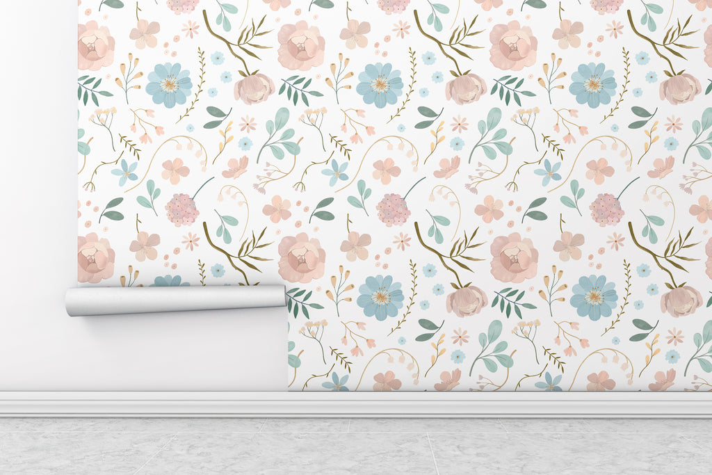 Boho Flowers Peel and Stick Wallpaper